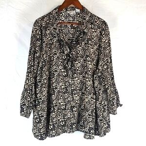 Vintage‎ Apparenza Abstract Print Cream and Black Blouse